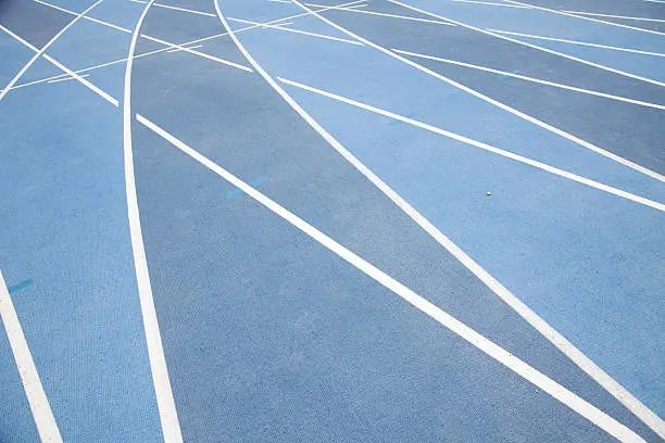 Blue track finish line