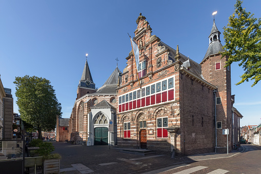 City museum and Peter's Church - Peterskerk, in the center of the Dutch city of Woerden.