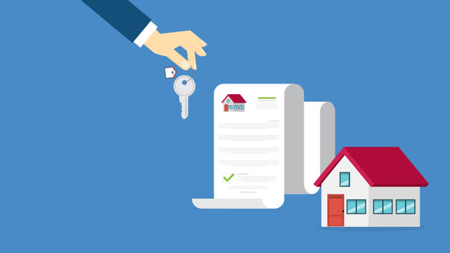 Buy or rent house contract. Real estate document, mortgage documents.