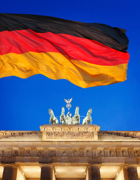 istock Brandenburg Gate and German flag 171340926