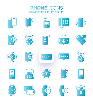 Enhance your design projects with this Phone Icon Set, featuring 25 sleek and modern icons representing various communication devices. Ideal for use in mobile apps, websites, presentations, and more. Download these icons now to add a contemporary touch to your visuals and convey the concept of communication effectively.