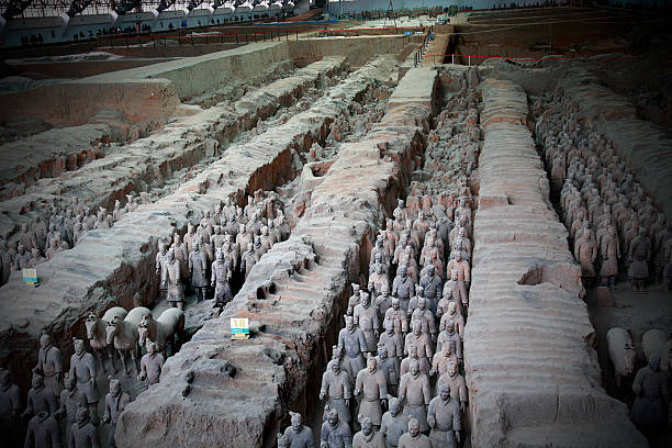 unesco world heritage site - terracotta power famous place chinese culture stock-fotos und bilder
