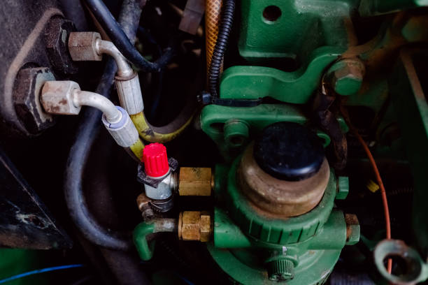 istock Close-up of an old tractor engine with cooling pipes. 1713421966