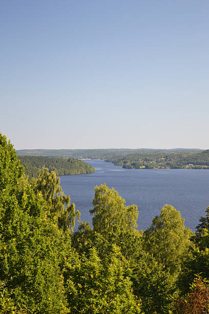 View of lake in Sweden stock photo