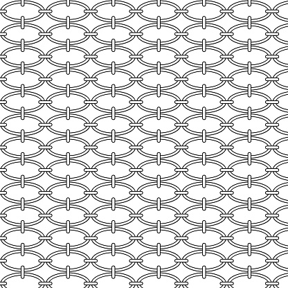 black line interlocking mod ovals vector seamless background pattern