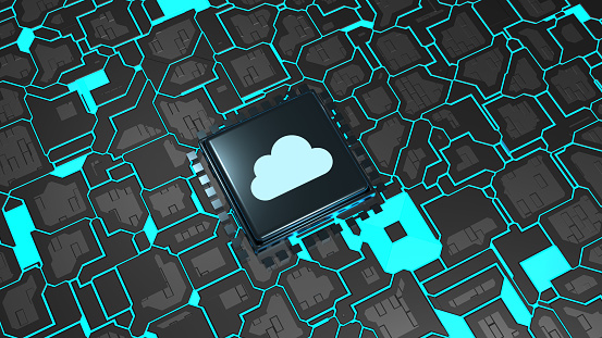 Mother Board And Cloud Computing Icon. Technology And Data Concept.