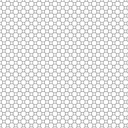 interlocking squares and octogons black line lattice seamless background pattern