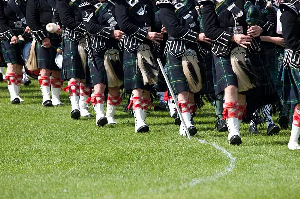 Pipers in a Marching Band at a Highland Games event in Scotland.See also my lightbox