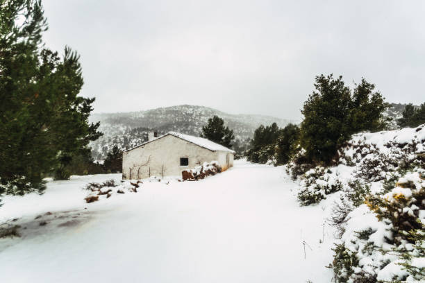 istock Rural house isolated in the mountains during an intense snowfall 1713443612