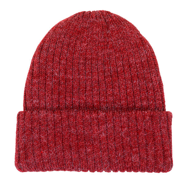 istock Red knit winter hat isolated on white 1713446691
