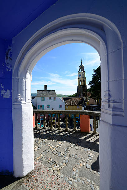 Portmeirion village scene. "The colourful Portmeirion village in North Wales, UK. Please see:" portmeirion stock pictures, royalty-free photos & images