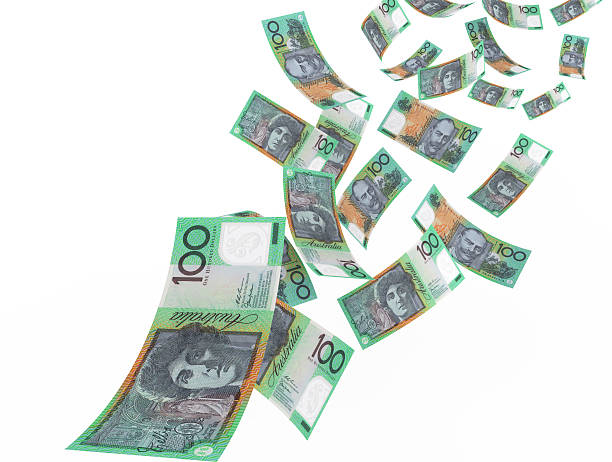 Flying Australian Dollars stock photo