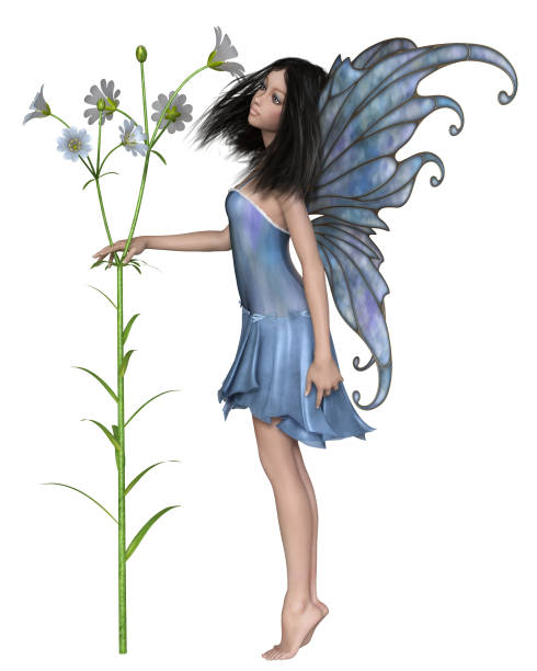istock Pretty Fairy with Pale Blue Flowers 1713462344