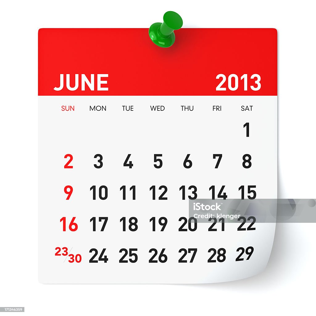 Giugno 2013-Calendario - Foto stock royalty-free di 2013