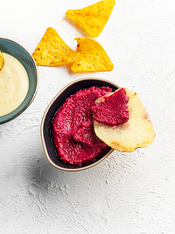 Beet, Common Beet, Dipping Sauce, Food and drink, Food,Potato chips, Appetizer, Color Image, Condiment
