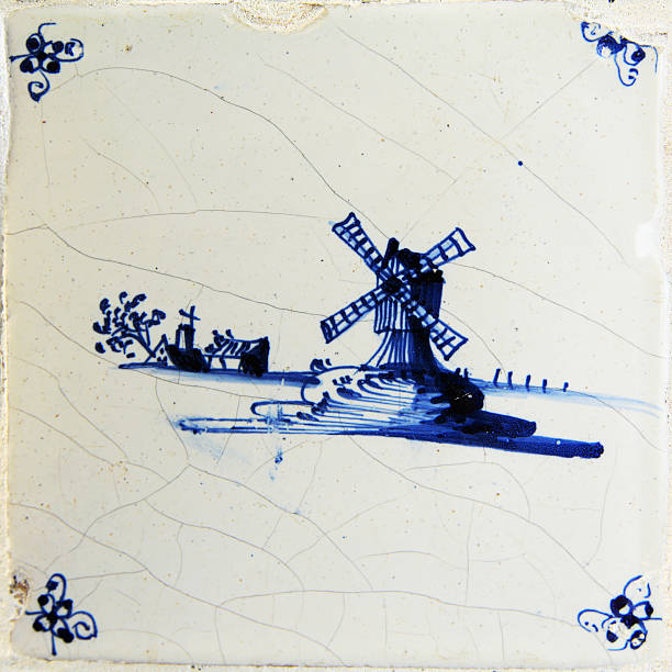 antigo azulejos delft blue - delftware - fotografias e filmes do acervo
