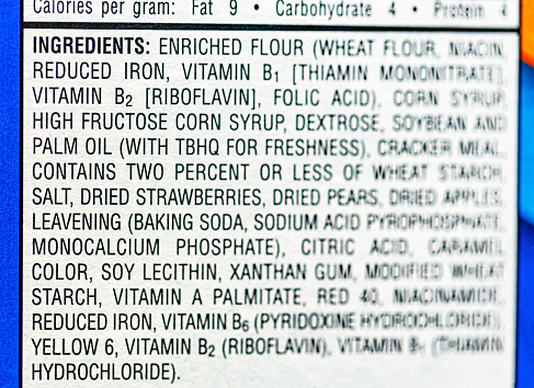 USA generic highly processed snack food ingredients nutrition label.