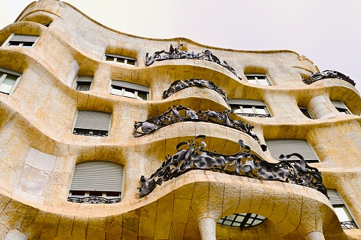 Barcelona, Spain; 10/02/2023- Known as La Pedrera is a Modernista building I Barcelona, Catalonis, Spain.It was designed as a private residence by architect Antoni Gaudi.