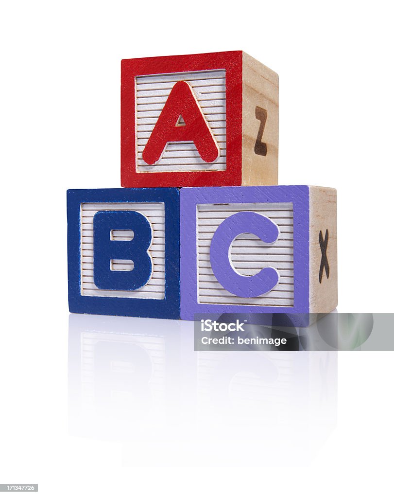 ABC bloques de madera cubo (clipping paths (Bordes de corte - Foto de stock de Bloque de construcción libre de derechos
