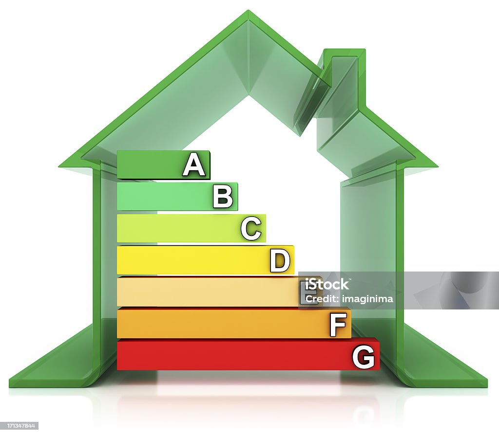 House e a eficiência energética classificação símbolos - Foto de stock de Eficiência energética royalty-free