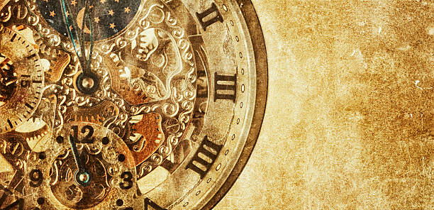Skeleton Watch on Antique Paper Texture