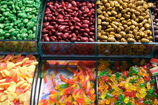 colored marmalade candies in trays