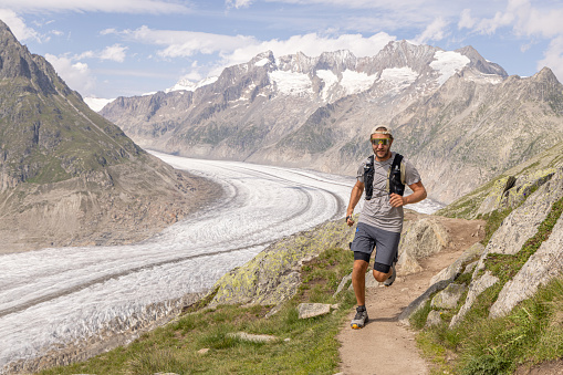 Distant Swiss alps and Aletsch Glacier