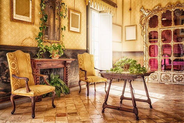 ancienne majorque/alfàbia-salon sala de l''alcova - antique furniture old old fashioned photos et images de collection