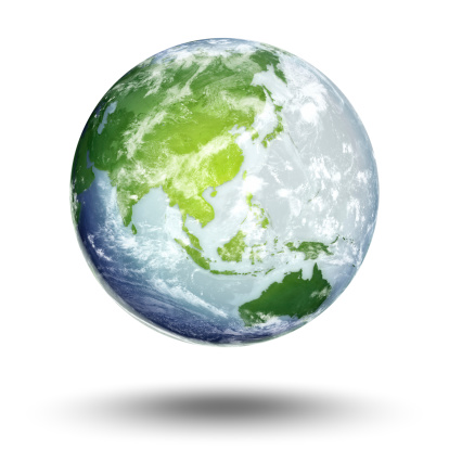 A blue and green 3D Rendering of Earth with Clipping Path