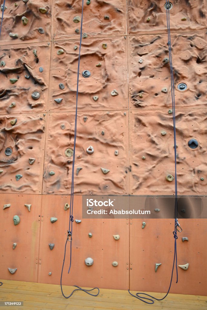 Climbing Wall with Two Ropes "Climbing wall with ropes(it's outdoors, but it can be used as indoors, too), Zakopane, Poland, Europe." Climbing Wall Stock Photo