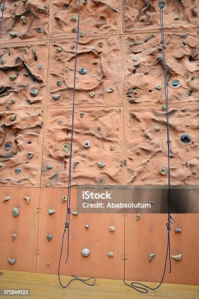 Climbing Wall With Two Ropes Stock Photo - Download Image Now - Climbing Wall, Architectural Feature, Blue