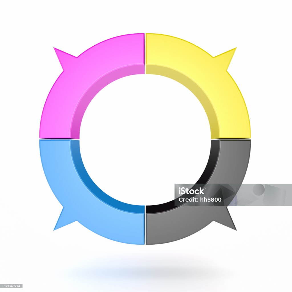 CMYK freccia segni diagramma a torta - Foto stock royalty-free di CMYK