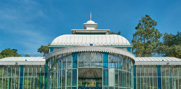 Petropolis, Brazil - December 7,  2019: The Crystal Palace (palacio de cristal) is a glass-and-steel structure which was built in 1884 for the Crown Princess Isabel