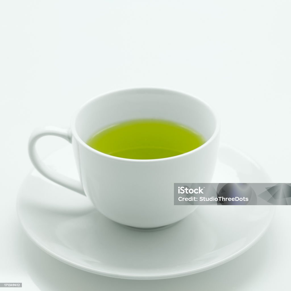 cup of green tea served cup of green tea  from above Cultures Stock Photo