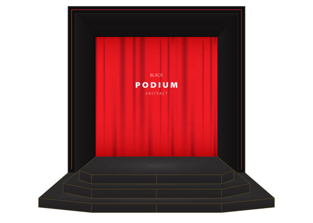 istock Podium black realistic minimal scene for mockup product display on white blackground 1713494413