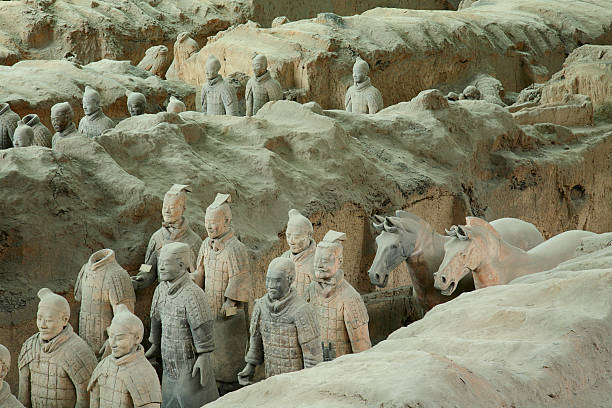 antigos guerreiros chinês - terracotta power famous place chinese culture - fotografias e filmes do acervo