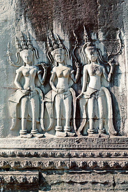 アプサラ天女の舞の彫刻アンコールワットカンボジア - アジア大陸の