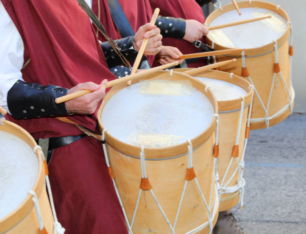 istock drum players with medieval clothes and ancient instruments during the historical re-enactment through the streets of the village 1713498537