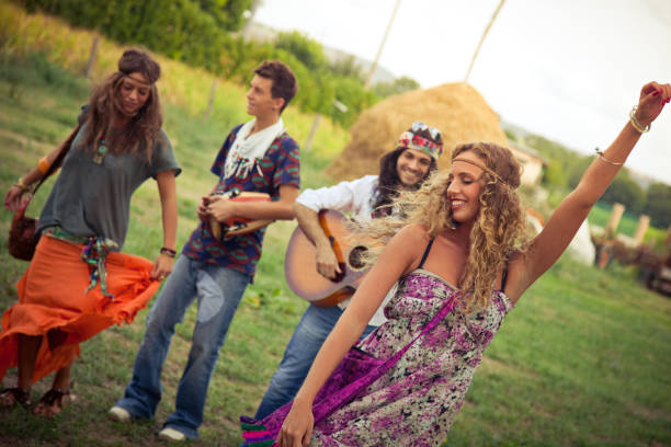 istock Hippie group play and dancing together 171349868