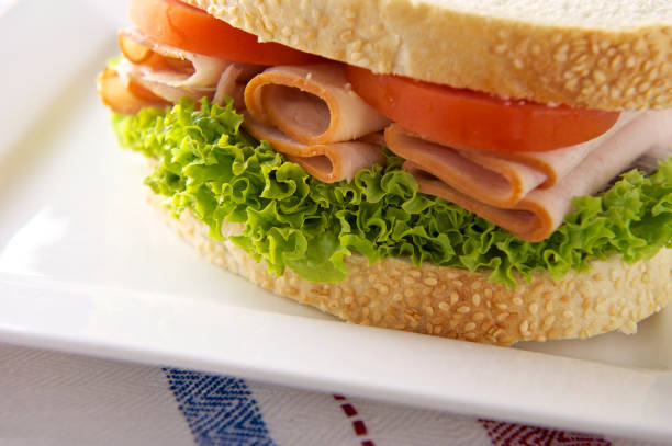 Turkey, Tomato and Lettuce Sandwich stock photo