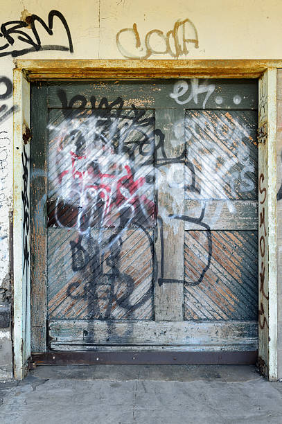 istock Graffiti Background on Freight Dock Door and Wall Close Up 171350646