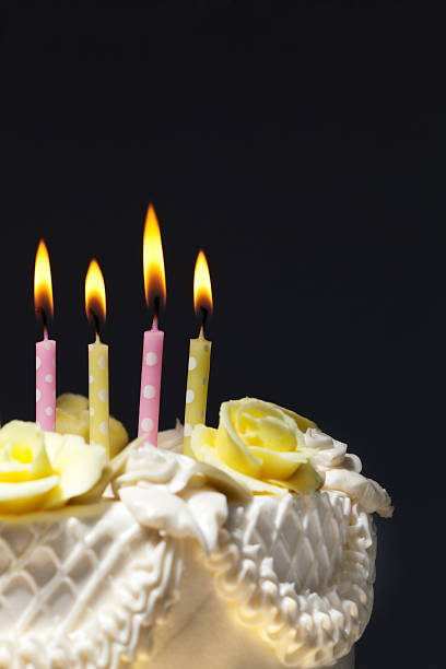 istock Classic Birthday Cake with Burning Candles Close-up 171350868