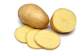 Raw Potato Full body and Freshly cut Isolated on white