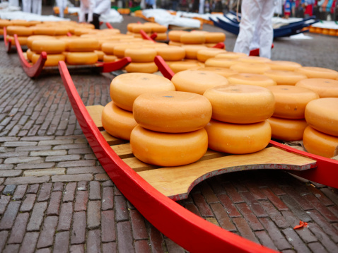 Typical Dutch Cheese Market in a small town square