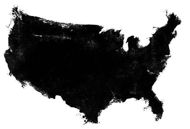 isolated USA map photocopy texture on white