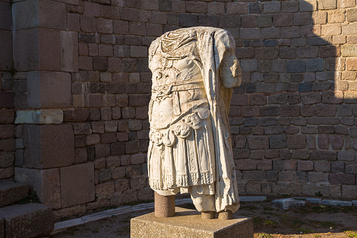Headless statue in Pergamon, Bergama, Turkey in a beautiful summer day