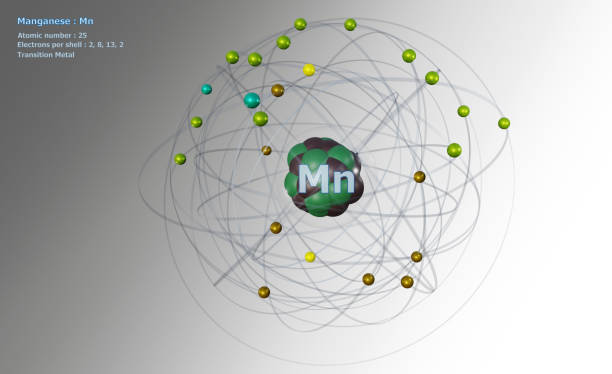 istock Atom of Manganese with detailed Core and 25 Electrons on White 1713530836