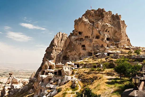 "Uchisar castle, Cappadocia in Turkey."