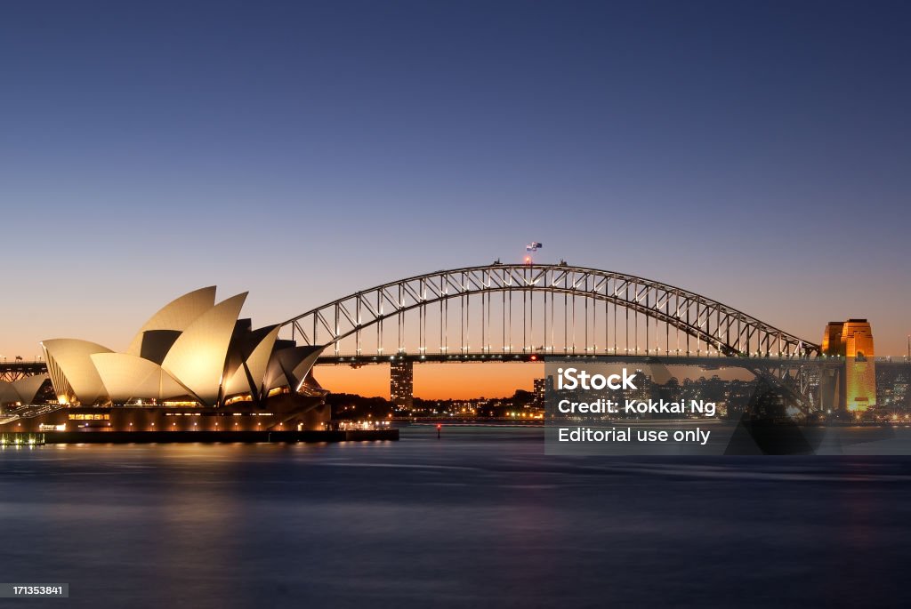 Sydney da senhora deputada Macquaries ponto (noite) - Royalty-free Anoitecer Foto de stock
