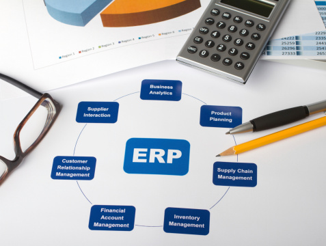 Graphs and charts printout showing the details of ERP - Enterprise Resource Planning.See also: